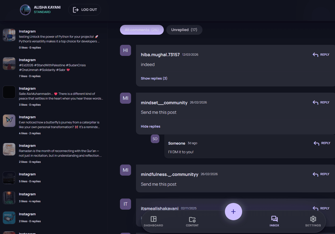 Postsiva: auto-commenting and unified comment management