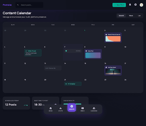 Postsiva interactive content calendar